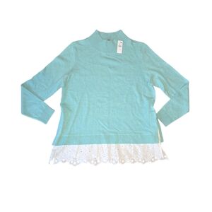 Eyelet Hem Mockneck Pullover Talbots Sweater Mp